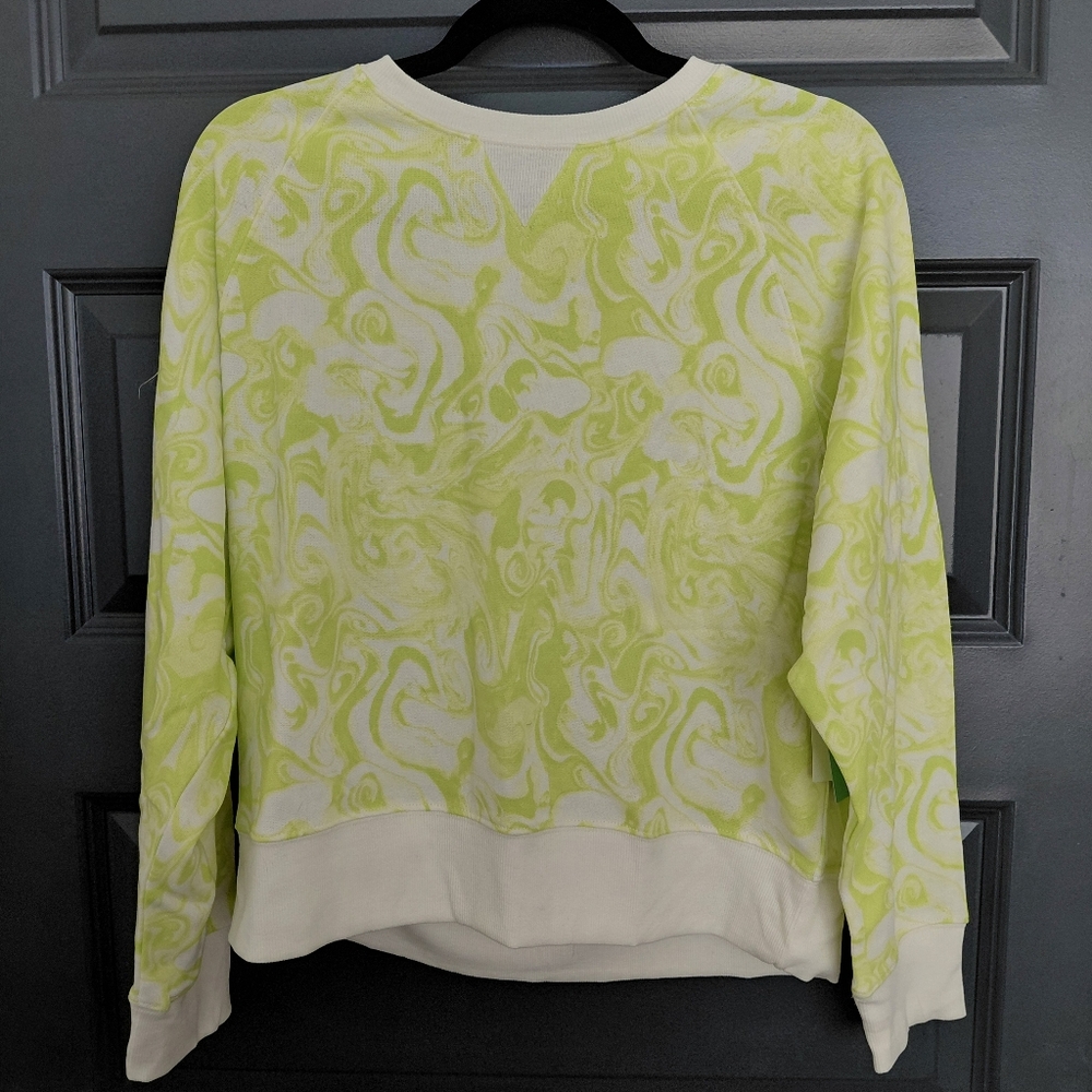 🌟 Nordstrom White  and Green Spacey Top. Sz S NWT